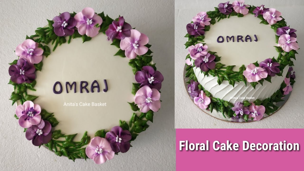Floral Cake Decoration/  Simple Cake Design/ strawberry cake & blueberry cake / केक डेकोरेशन
