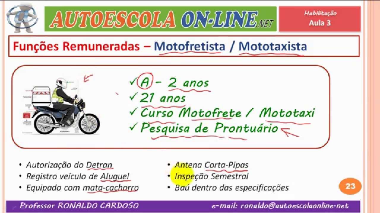 Habilitação V - Operador de Máquinas, Carga Perigosa, Motofrete e Mototáxi