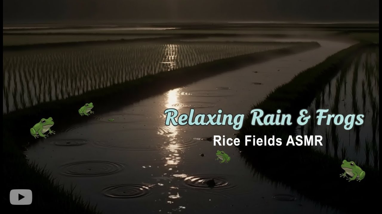 Relaxing Rain & Frogs in Rice Fields