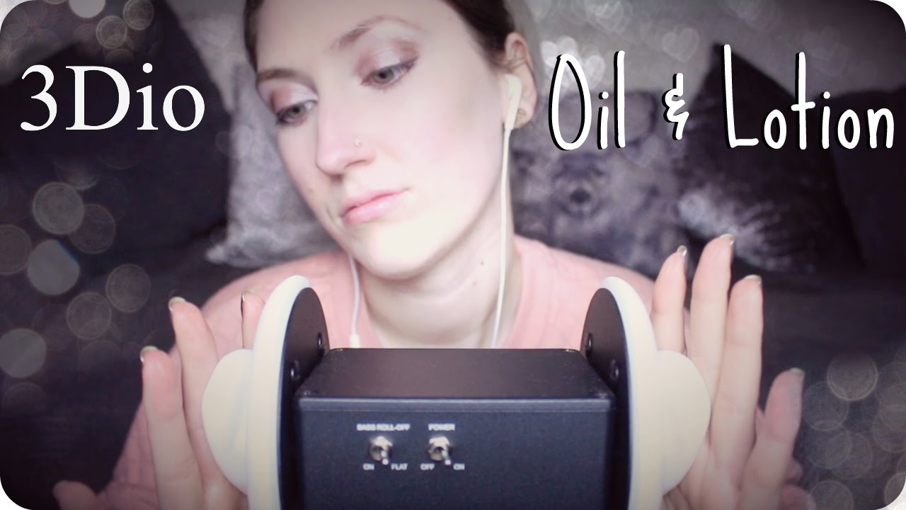 ASMR 3Dio Oil & Lotion Ear Massage with a little Whispering- Touching for Tingles/Relaxation