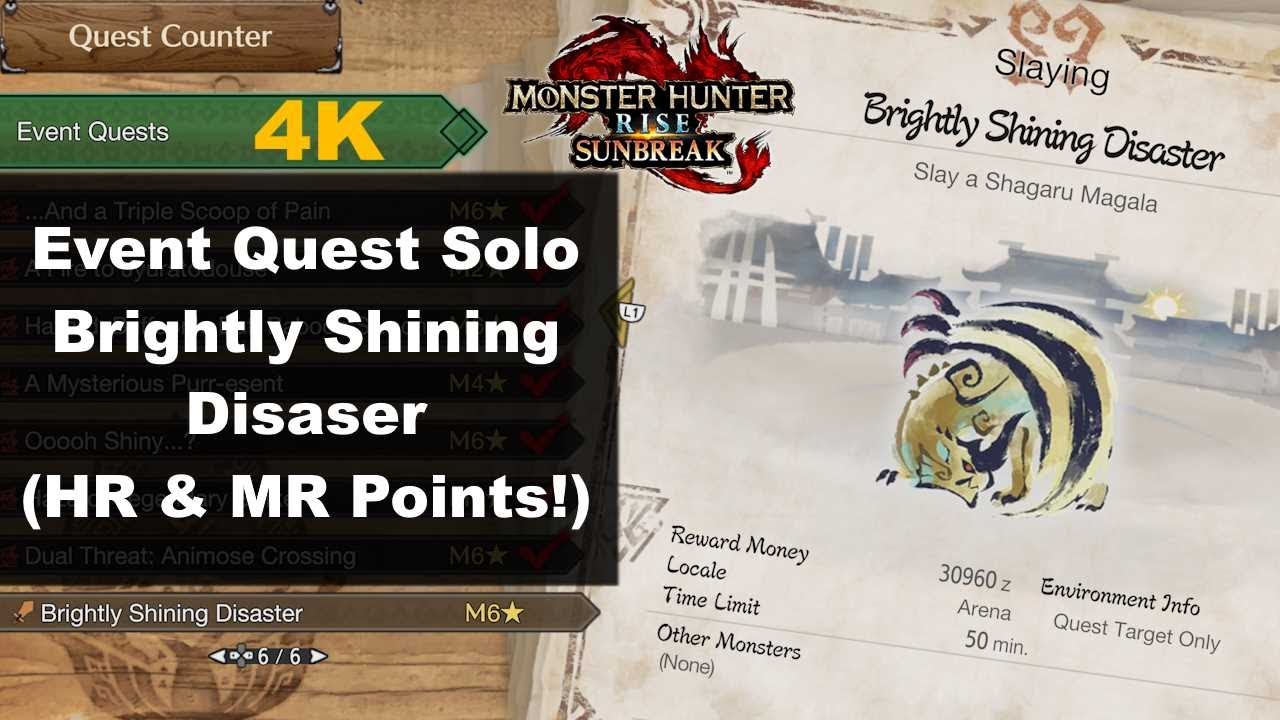 MHR Sunbreak Event Quest Solo - Brightly Shining Disaster (HR & MR Points!)