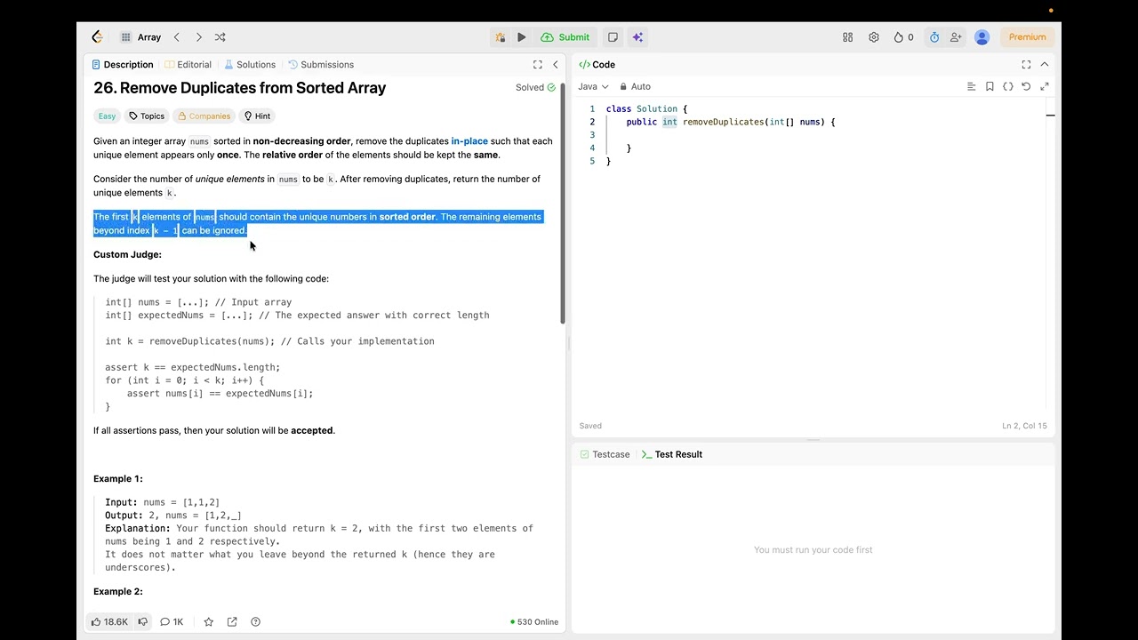 LeetCode #26 Remove Duplicates from Sorted Array | Microsoft Coding Interview | LeetCode Java