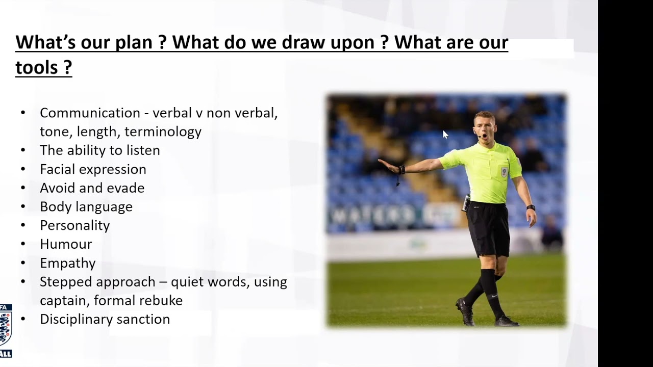 Refereeing communication plan for player management | Daniel Meeson | The FA