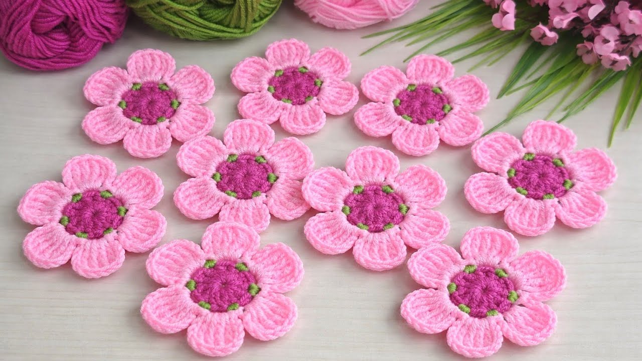 Wonderful and Easy Crochet Flower Motif Tutorial🌸#crochet #knitting #diy 