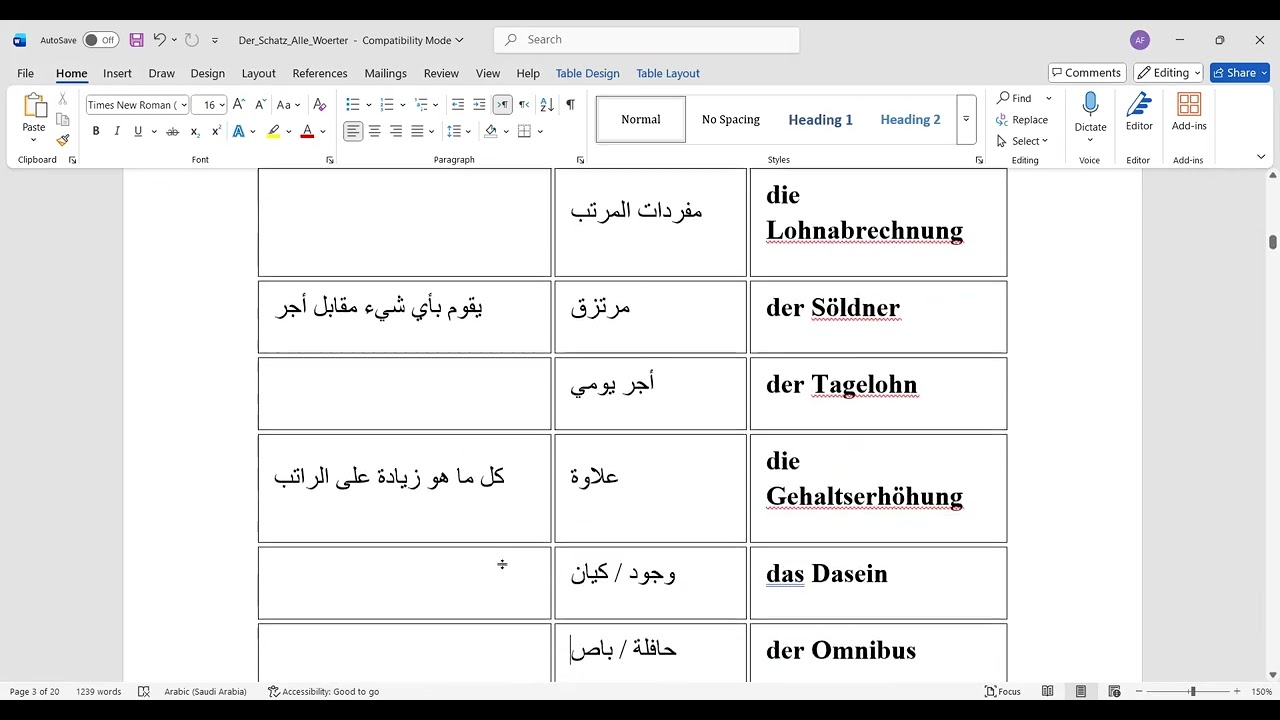Der Schatz, den er nie bekommt von Yusuf Idris – Wörter (Nomen)