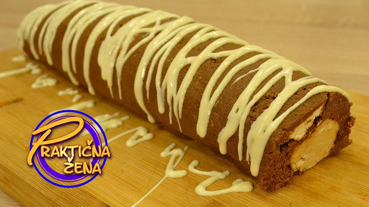 Praktična žena - Rolat od bele i crne čokolade sa mlevenim keksom