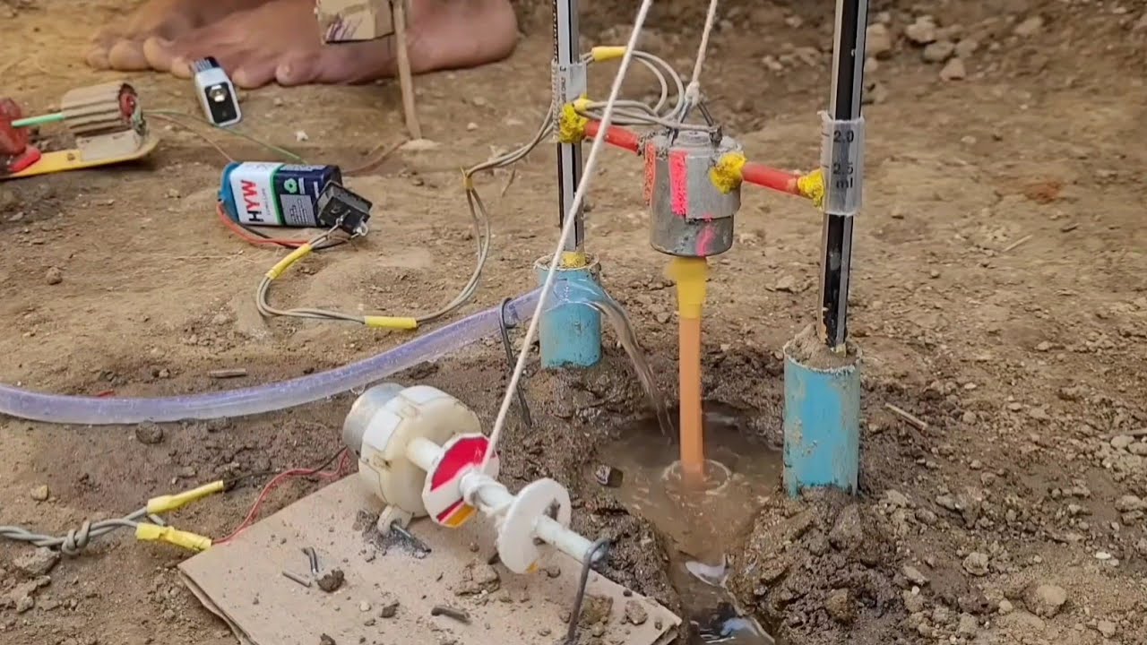 DIY Mini Borewell Drilling Machine | Real Water Pump | science project