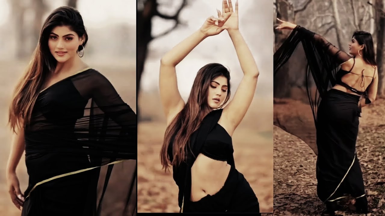 Desi Diva Stuns in Black Saree glamorous looks  indian beauty in black saree