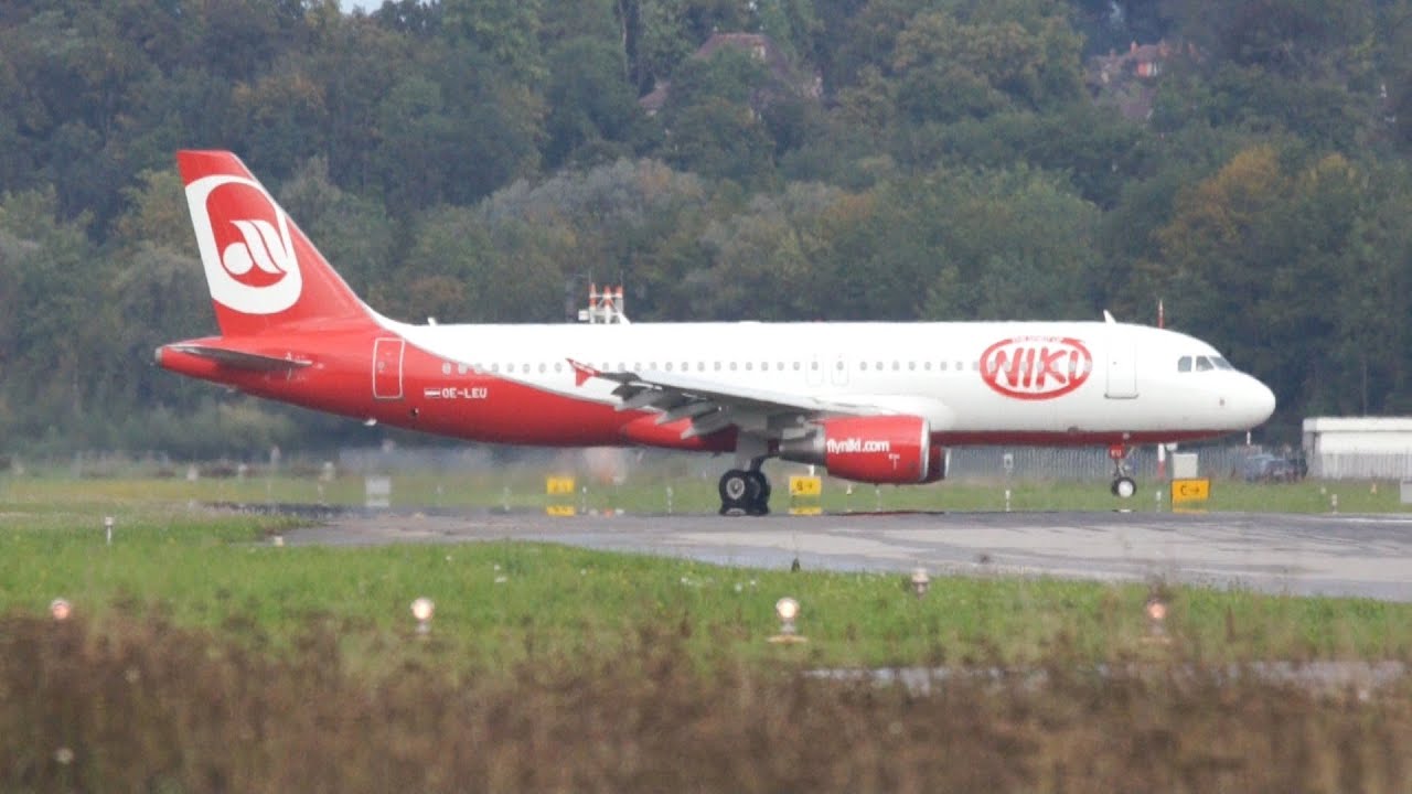 Airbus A320 Fly Niki short Landing at Airport Bern-Belp