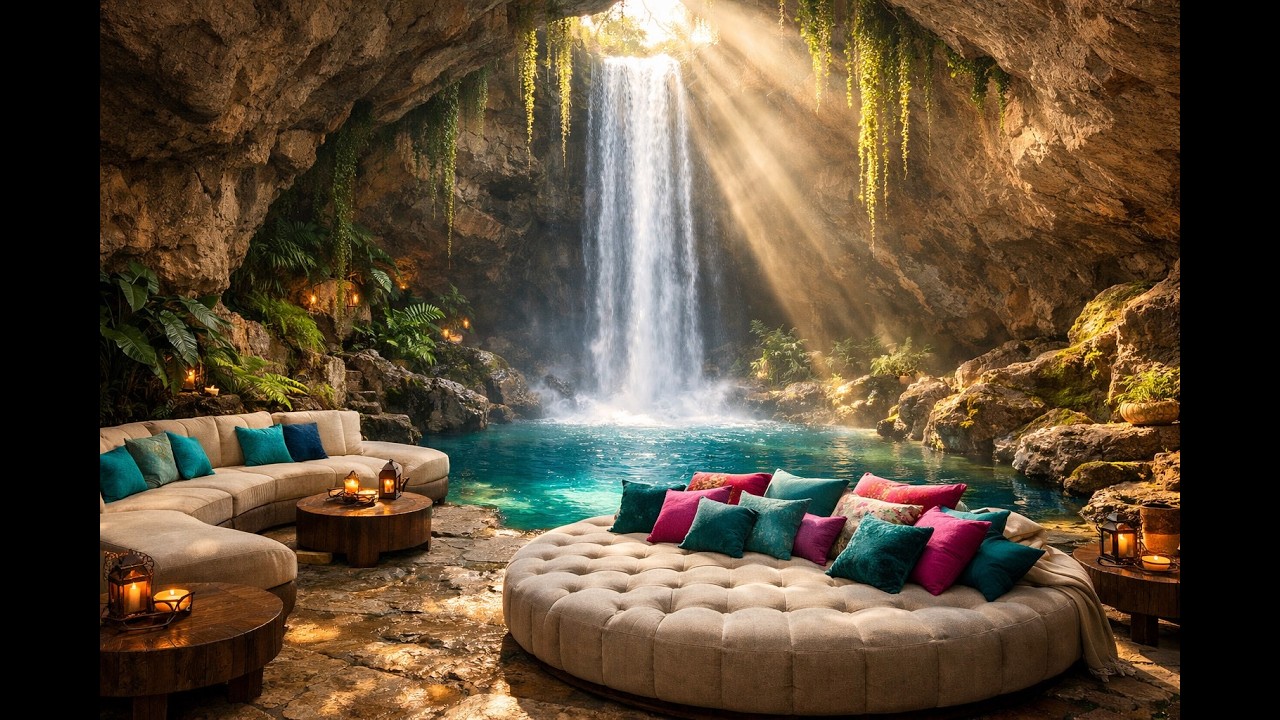 Wash Away Anxiety 💧 Soft Waterfall & Piano Spa Music