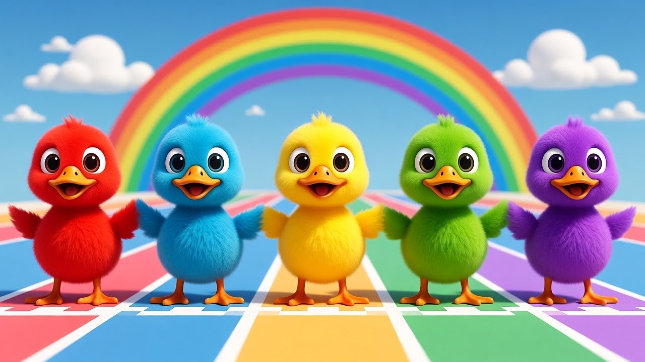 Fünf bunte kleine Enten 🦆🌈 | Farben lernen | Kinderlied Deutsch