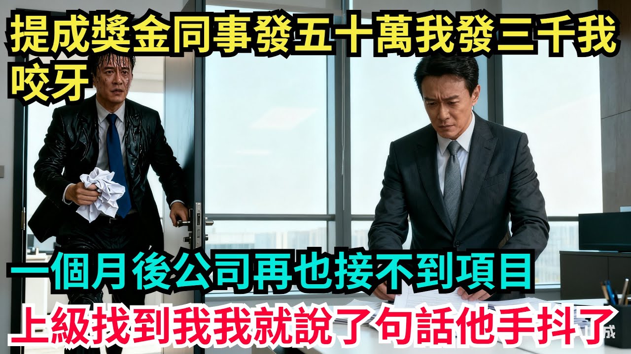 提成獎金同事發五十萬我發三千，我咬牙，一個月後公司再也接不到項目，上級找到我，我就說了句話他手抖了【奇聞秘事】#奇聞#案件#真相#揭秘#秘事#故事#案件解讀