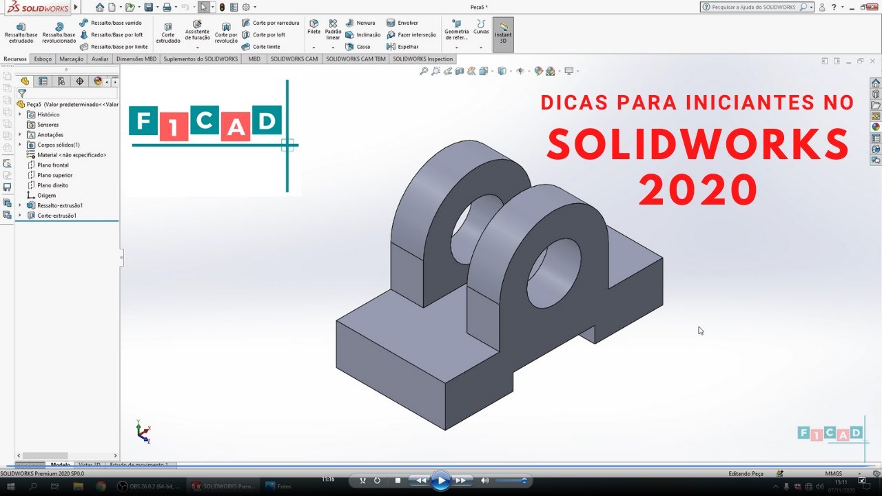 Tutorial Solidworks 2020 - Iniciantes
