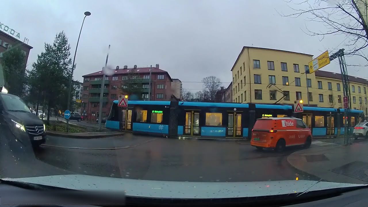 4K  / CITY CENTER  / RAINY DAY / NORWAY / Driver's License Test Practice 🇳🇴 Risløkka Trafikkstajon👌