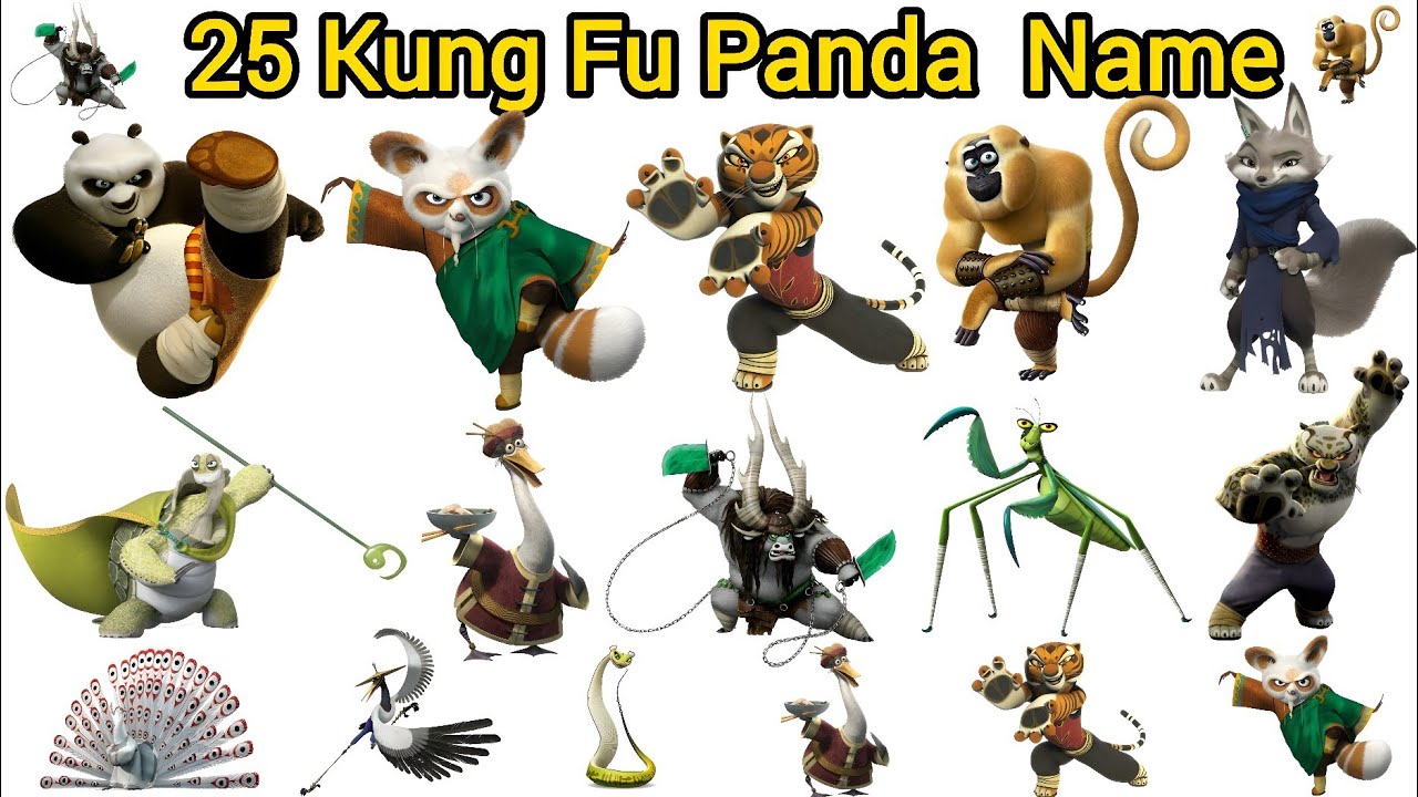 Kung Fu Panda Learn 25 Cartoon Characters Names English & Hindi |Kung Fu Panda Cartoon |New Version 