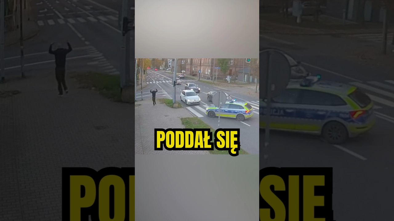 🚔 Pieszy poddał się po przejściu na czerwonym świetle na oczach policji 🙅&zwj;♂️ #slaskie #slask