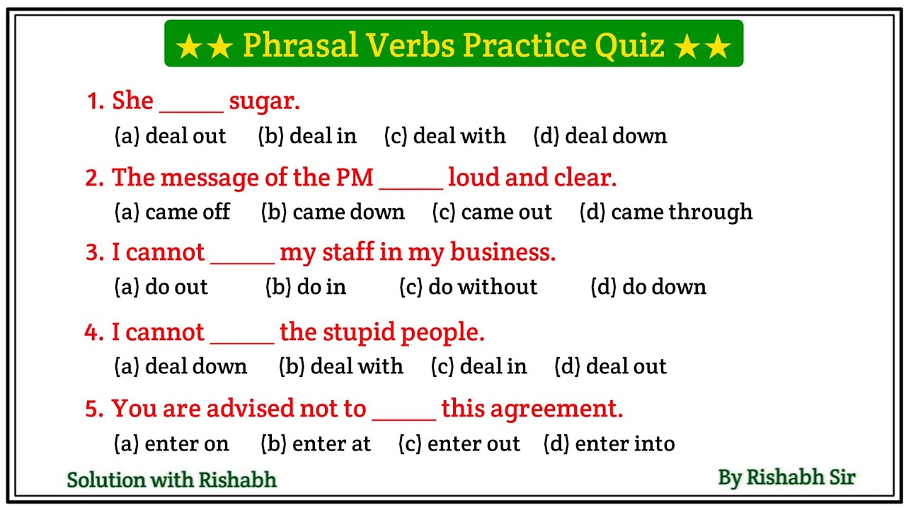 Phrasal Verbs for all competitive exams | Phrasal Verbs in english grammar mcq | Fill in the blanks