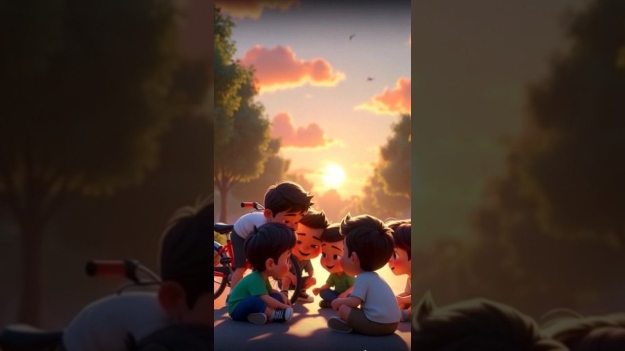 3D Disney-style cartoon animation scene. 4 पाठ 🤼🧑‍🤝‍🧑 