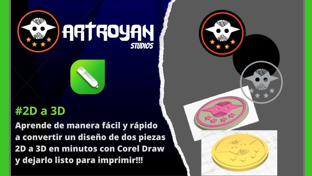 Corel Draw: 2D a 3D listo para imprimir en minutos!!!