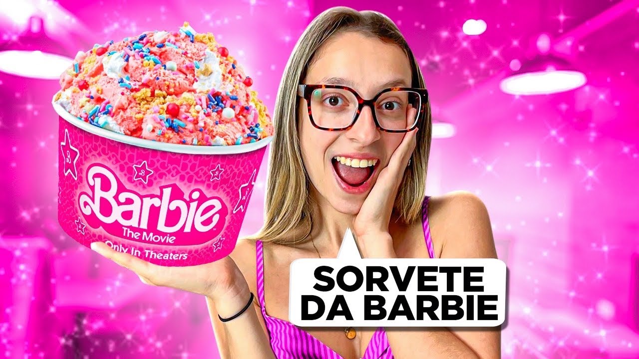 FILME DA BARBIE! PROVANDO O SORVETE DA BARBIE DOS EUA