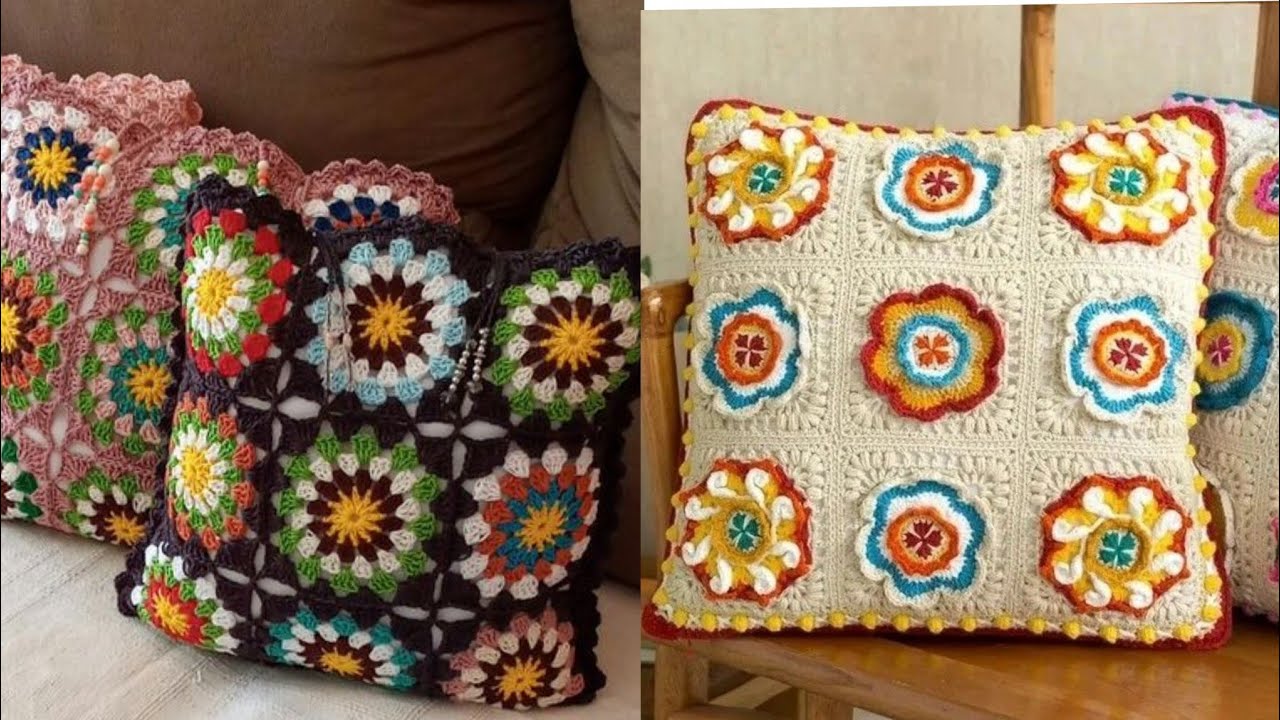 Decorative Crochet Cushion Covers with Intricate Patterns and Designs