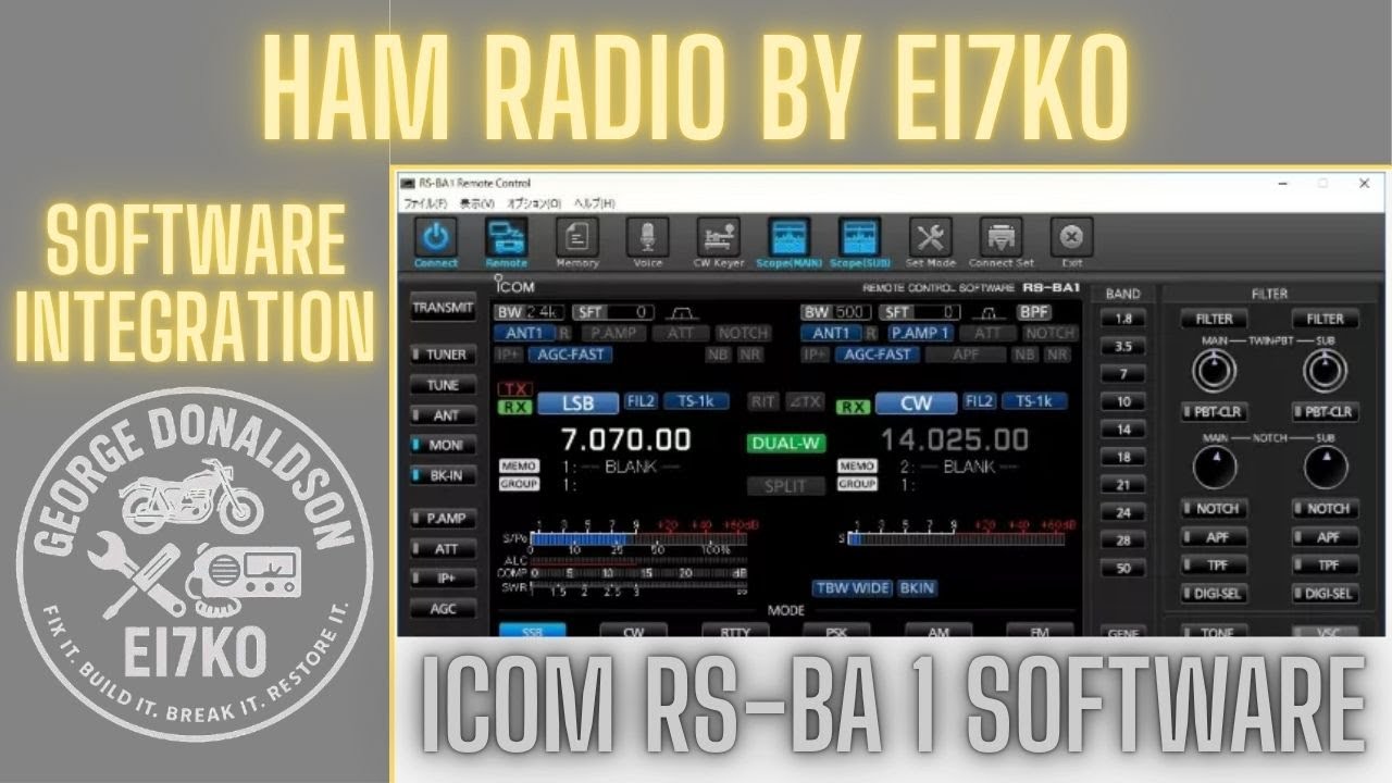 Icom IC-7300 with RS-BA1 Software - Remote Spectrum Scope Demo