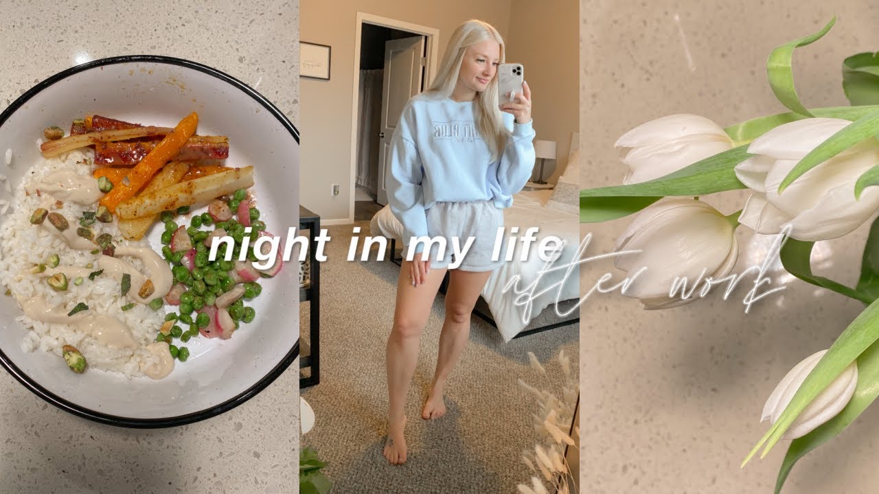 night in my life (after work): fresh flowers, Green Chef, laundry