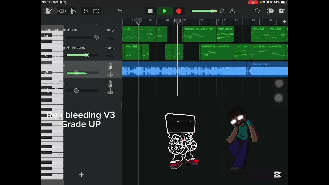 [GarageBand/collage] fnf bleeding v3 Ron harp vs Herobrine pling [1 screen upgrade version]