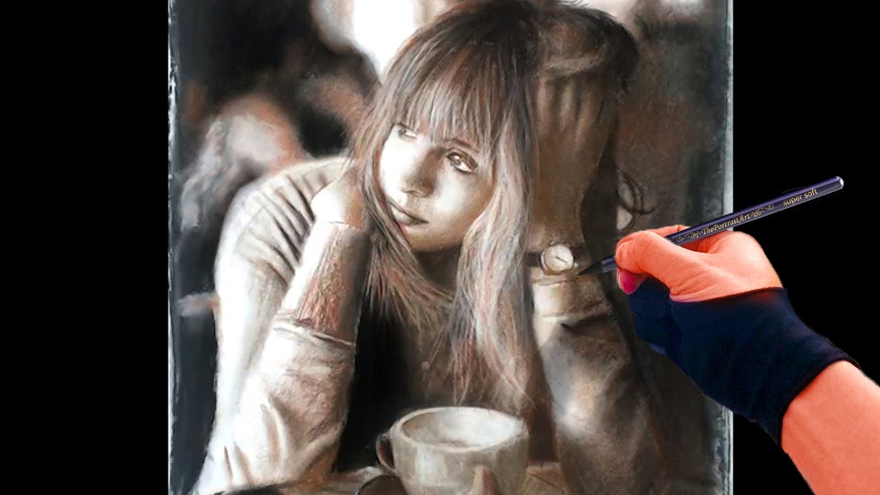 Girl in coffee shop Art #2 - FREE Art Tutorials (link in desc)