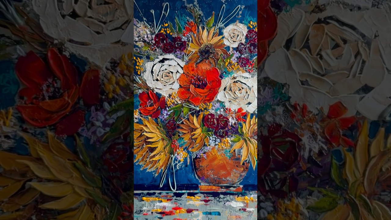 Expressionist Floral Painting #artist #art #artwork #acrylic #shorts #viralvideo #painting #drawing