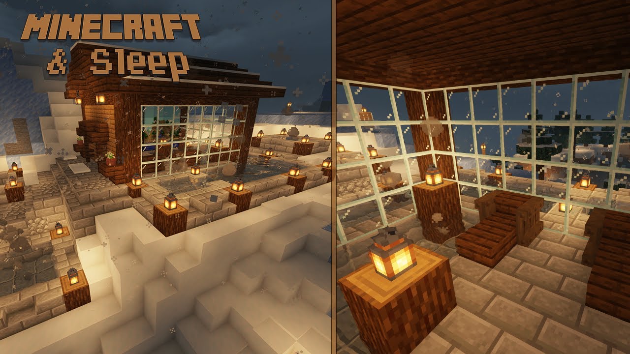 Minecraft & Sleep | Gemütliche Therme im Schneefall, mit C418 Musik