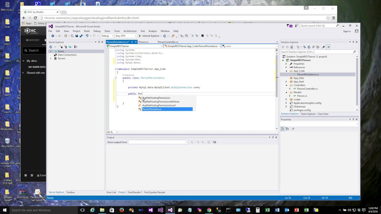 REST MySQL - Build a REST Service in Visual Studio 2015 Part 3