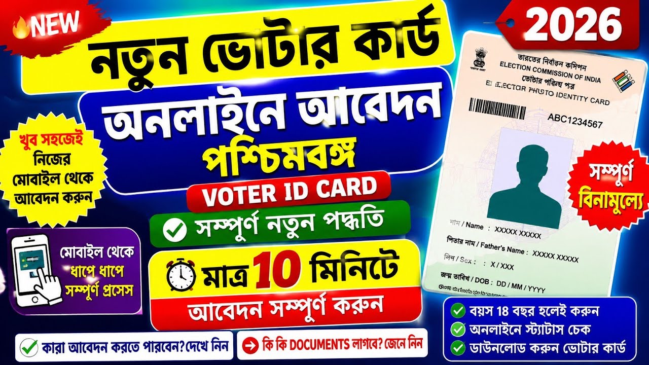 New Voter Card Apply 2026 West Bengal | Voter Id Card Online Apply | Wb New Voter Card Apply online