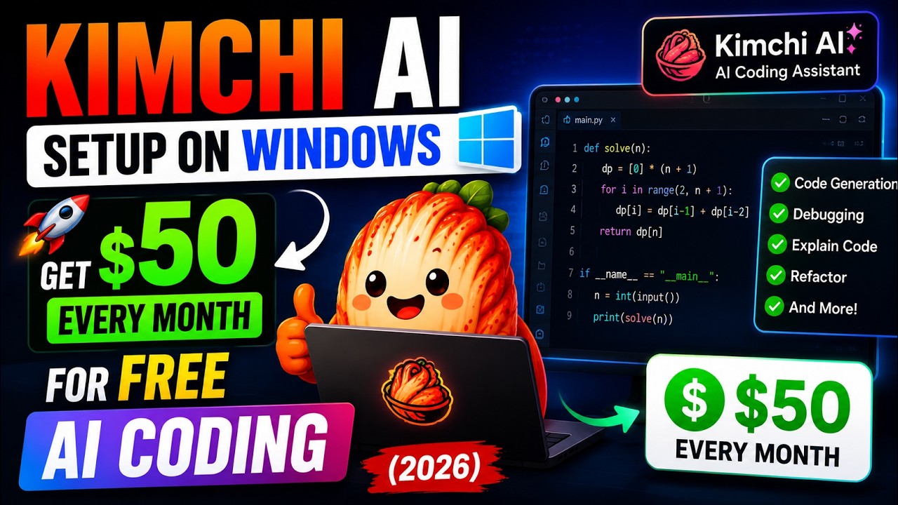 Установка Kimchi AI на Windows 🚀 Получайте $50 каждый месяц на БЕСПЛАТНОЕ AI-программирование (2026)