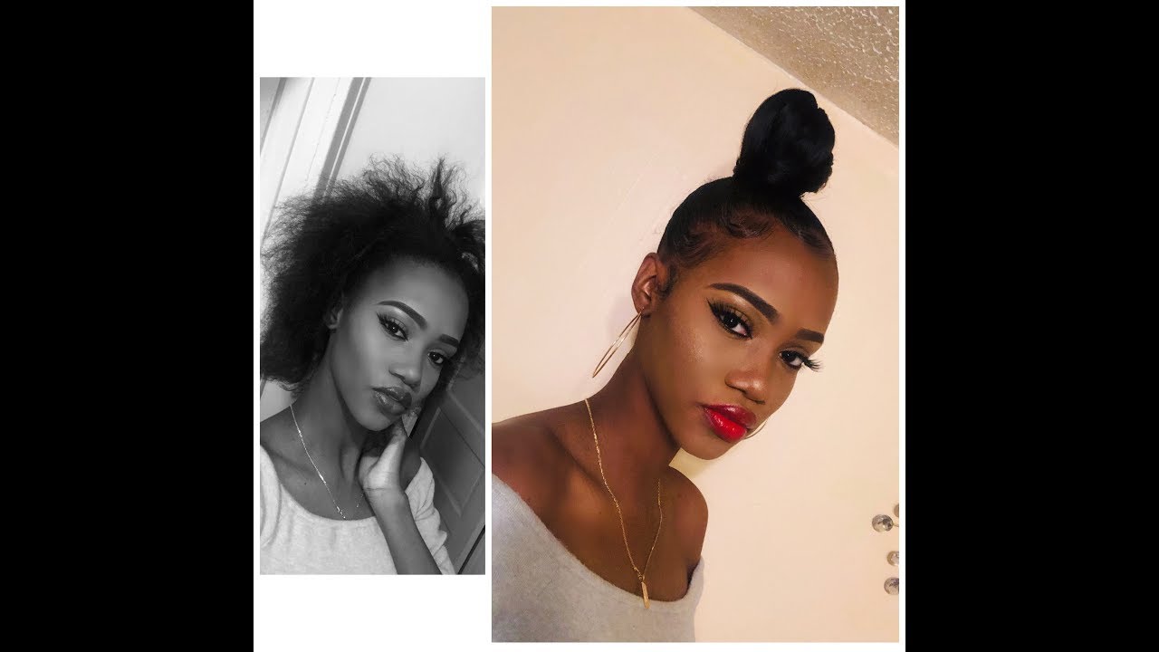 HOW TO: EASY bun on thin natural hair with weave | ClaireFendy