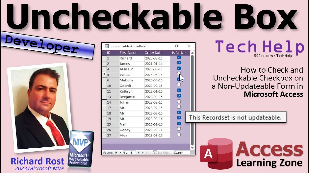 How to Check an Uncheckable Checkbox on a Non-Updateable Form in Microsoft Access
