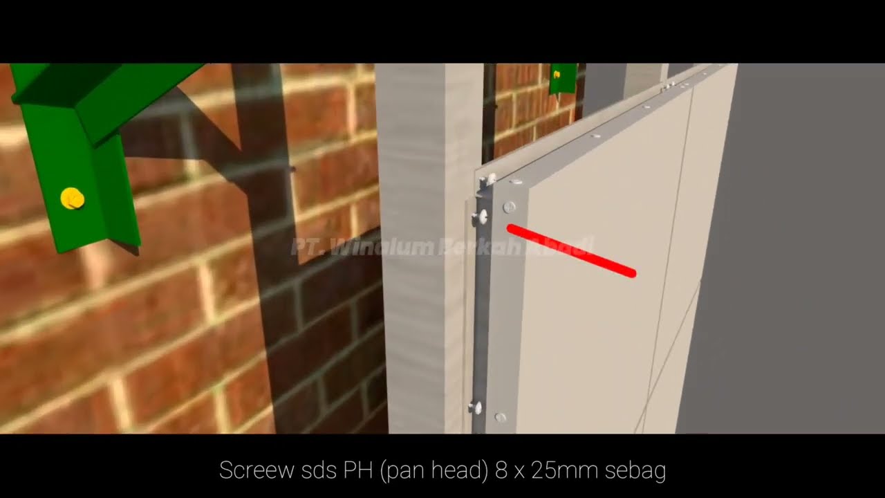 Animasi pemasangan acp seven || versi stiffener dan hollow aluminium
