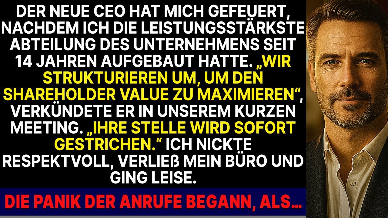 Der neue CEO hat mich gefeuert, nachdem ich 14 Jahre lang seine Hochleistungsabteilung aufgebaut hat