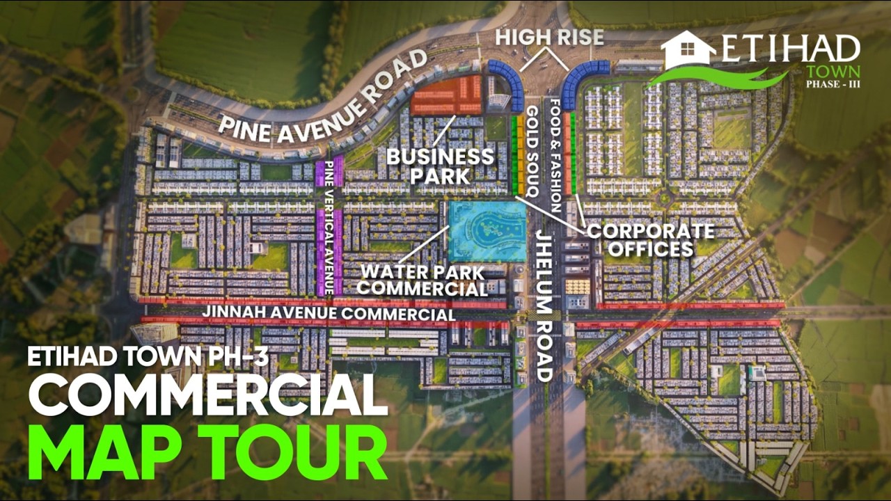 Etihad Town Phase 3 | Complete Map Animation Tour #etihadtownphase3 #realestatepakistan #commercial