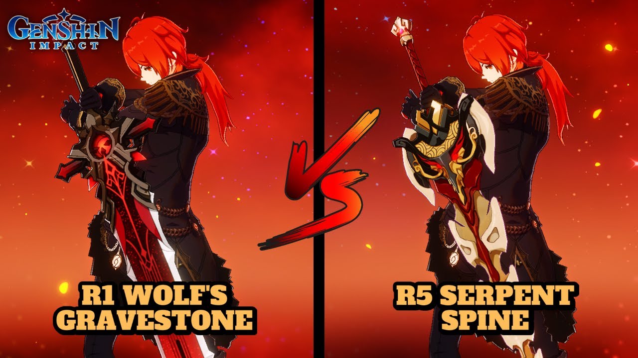 DILUC: R1 WOLF'S GRAVESTONE VS R5 SERPENT SPINE! (COMPARISON) | Genshin Impact