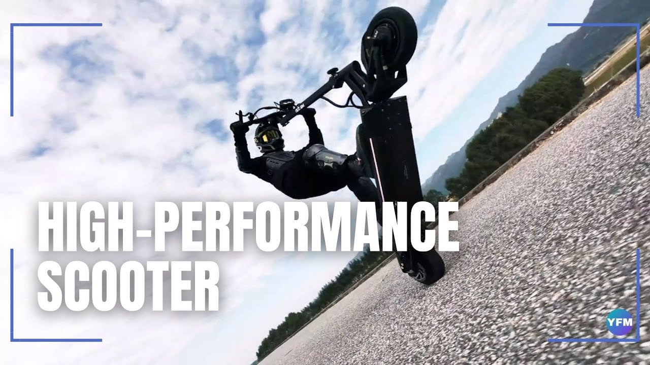 This high-performance electric scooter can reach speeds of 55 mph