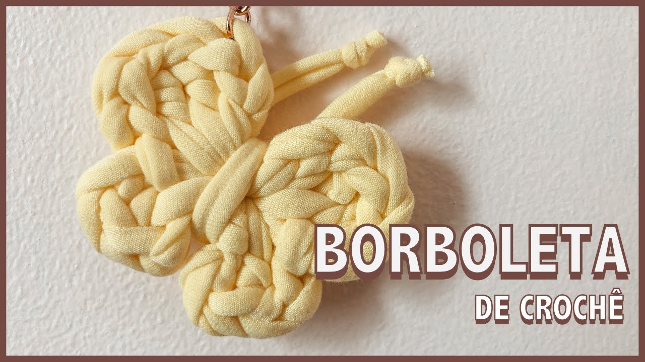 Chaveiro de crochê com fio de malha | Chaveiro Borboleta em Crochê