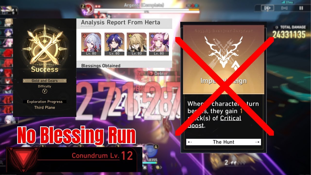 NO BLESSING RUN Conundrum Lv. 12 (Attempt) | SU Gold and Gears
