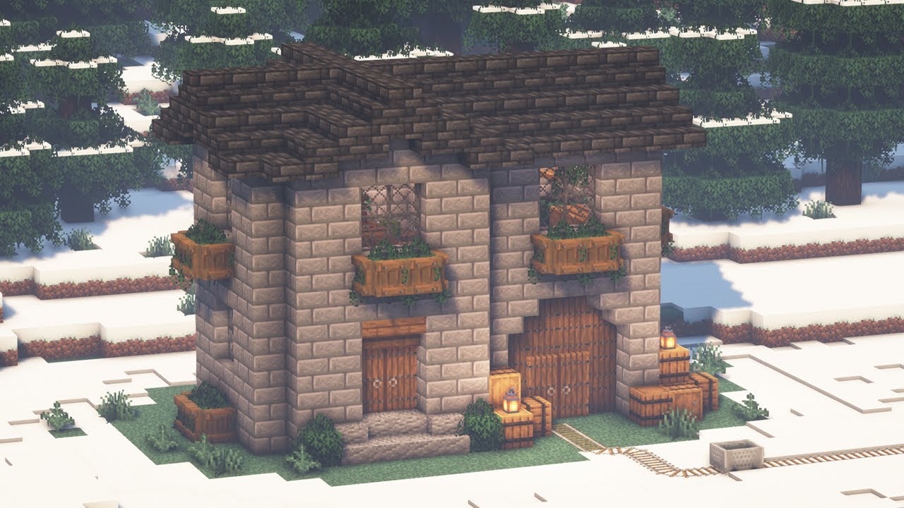 마인크래프트 건축 07 | 겨울 벽돌집 짓기 튜토리얼 #minecraft