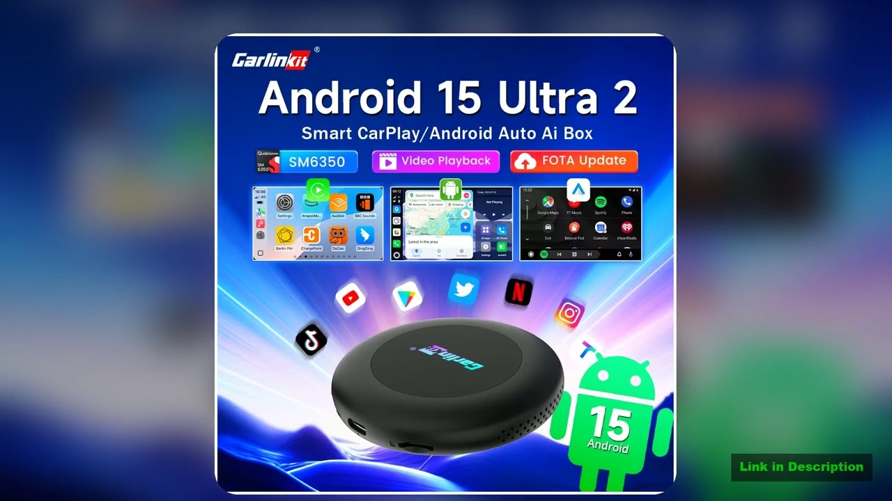 CarlinKit 3 In 1 Android 15 CarPlay Ai Box Wireless Adapter Android Auto Qualcomm SM6350 128GB