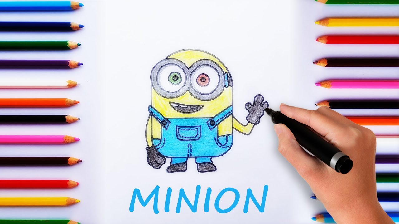 VERY EASY | HOW TO DRAW MINION | STEP BY STEP CARTOON DRAWING | DESPICABLE ME  #StayAtHomeWithFUNBOX