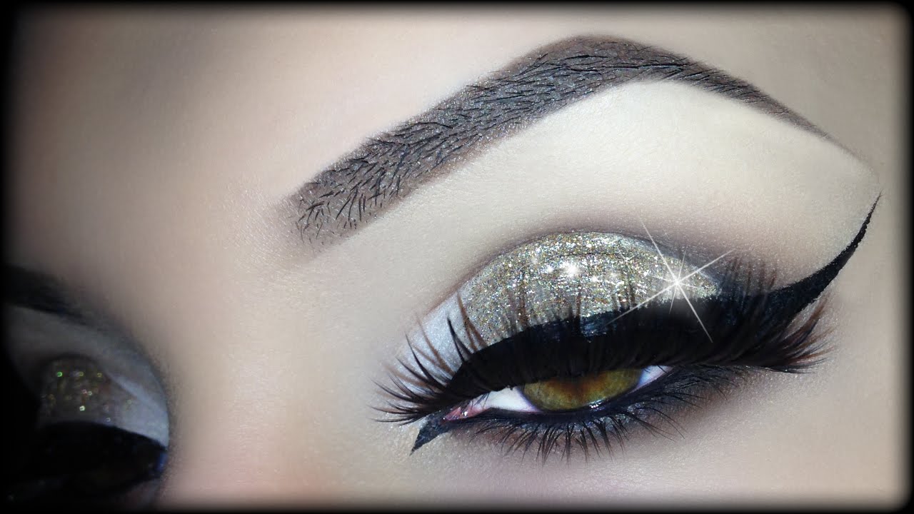 Sexy Arabic Christmas Makeup - Gold Glitter Elegant Cat Eyeliner Tutorial (trucco Natale) 2014