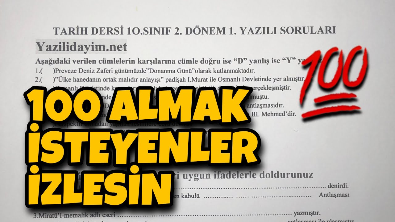10.Sınıf Tarih 2.Dönem 1.Yazılı