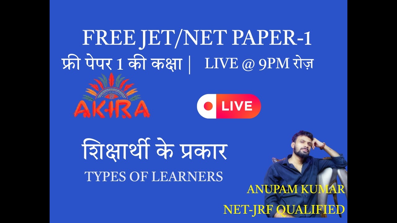 Teaching Aptitude  | PAPER 1 | शिक्षार्थी के प्रकार   |TYPES OF LEARNERS I  BY ANUPAM KUMAR