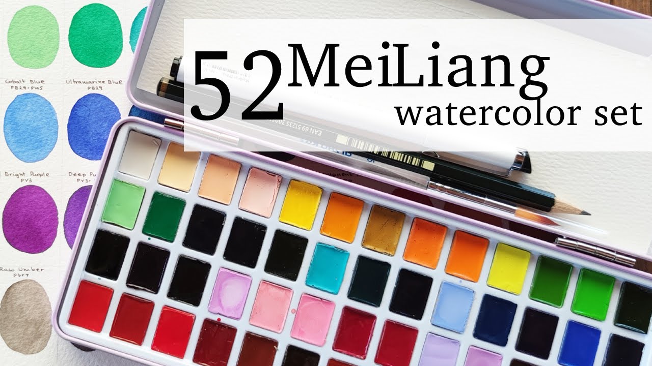 Swatching the 52 watercolor palette by Meiliang!